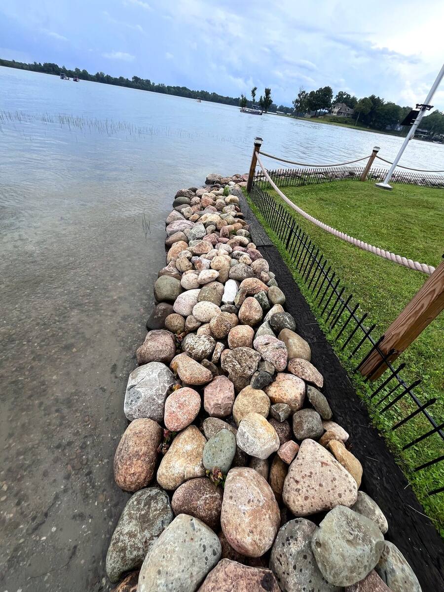 Rock seawall