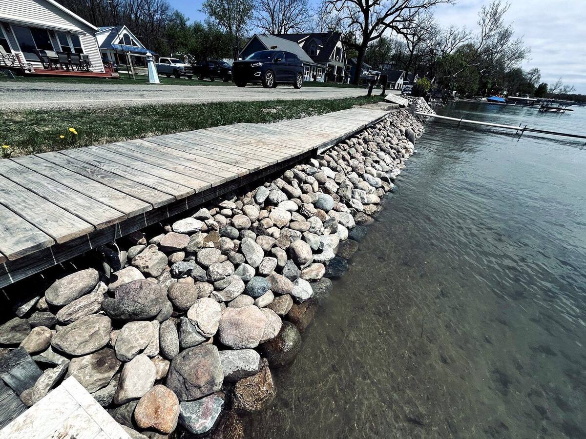 Seawall under a dock