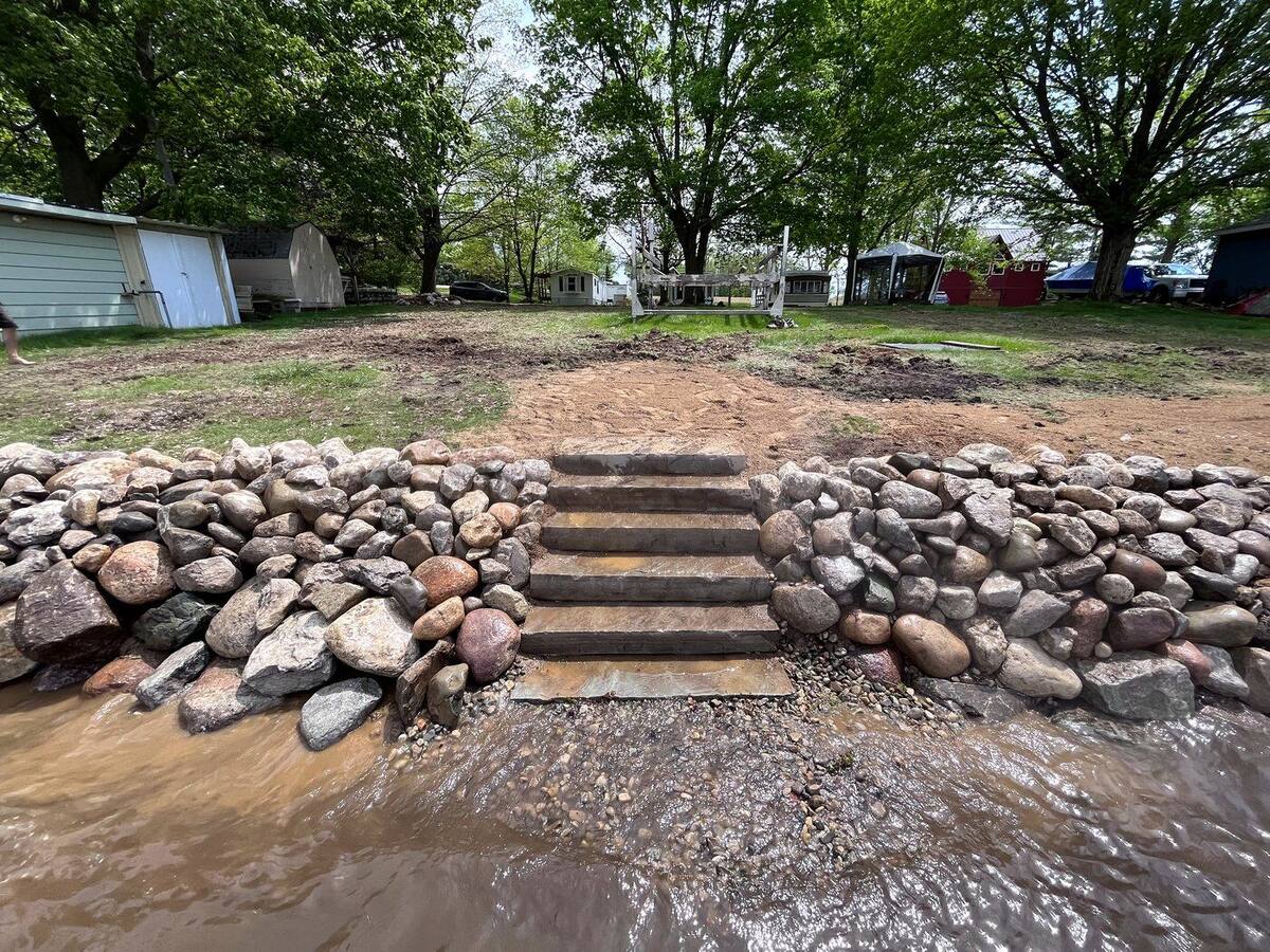 Stone steps to water
