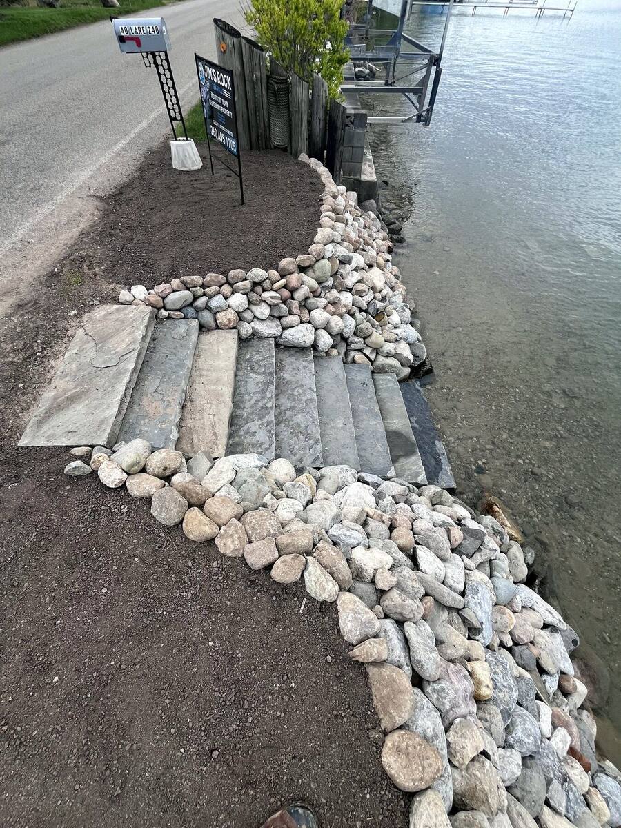 Stone staircase and seawall